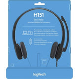 Logitech Stereo Headset H151 - Stereo - Mini-phone (3.5mm) - Wired - 22 Ohm - 20 Hz - 20 kHz - Over-the-head - Binaural - Supra-aural - 5.9 ft Cable - Noise Canceling - Black